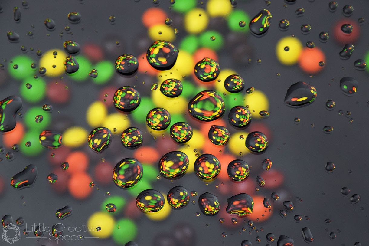 Water Droplets Reflecting Skittles Candy - 365 Project