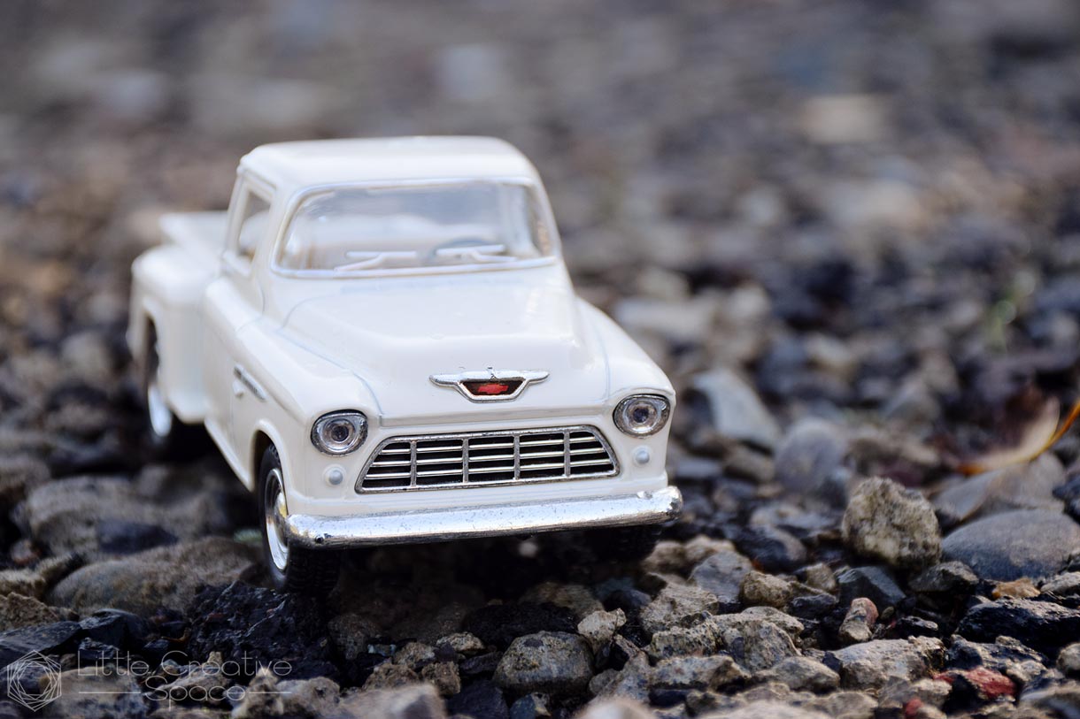 White Toy Truck On Rocks - 365 Project