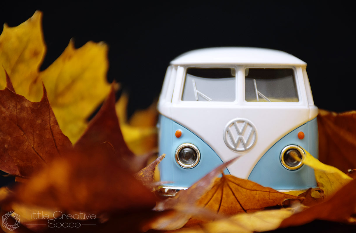 Blue VW Bus Van In Fall Leaves - 365 Project